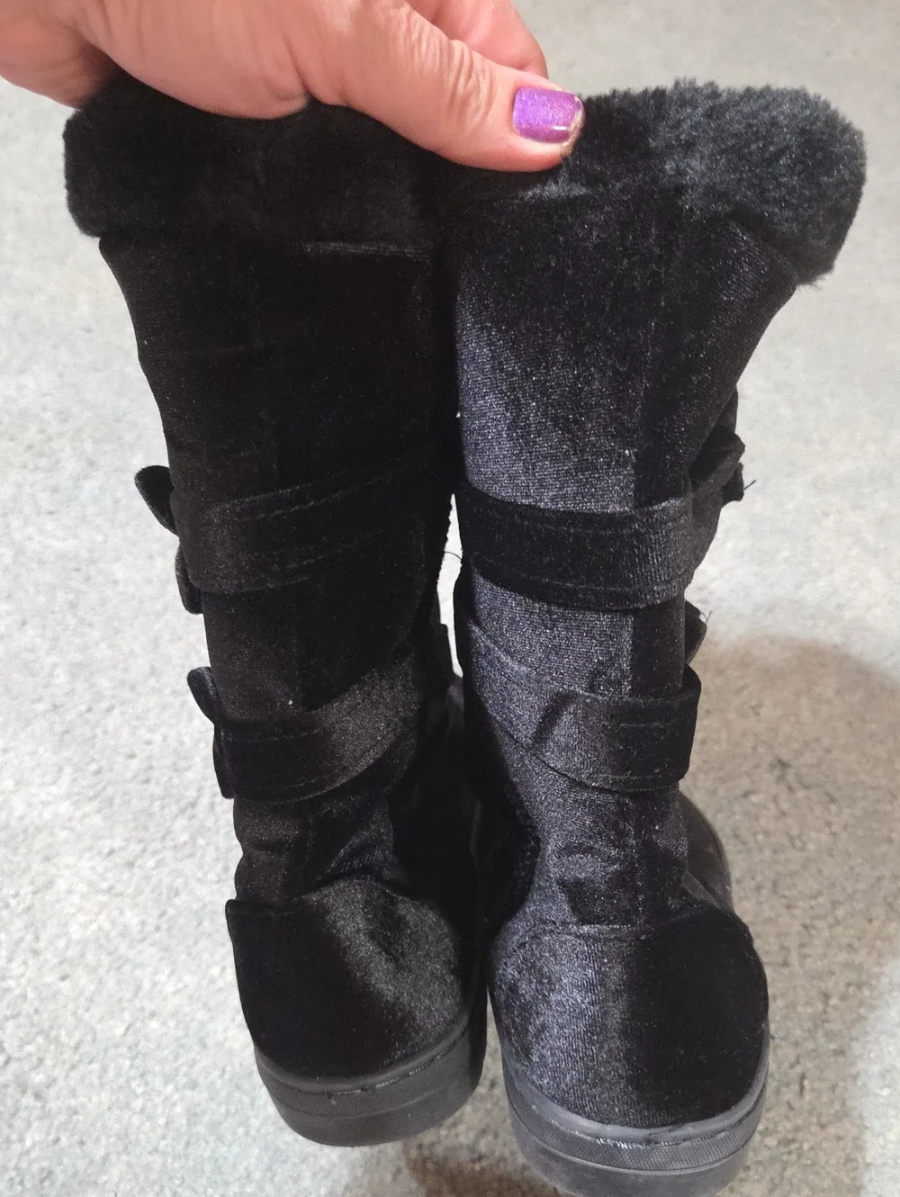 New Jcpenney Black Faux-Fur Bow Winter Boots for Women 7/8